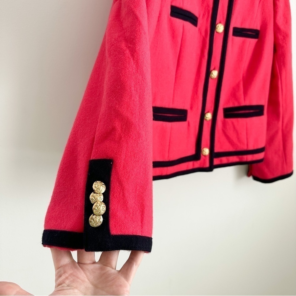 J. Crew Pink Navy Classic Brass Button Cropped Blazer sz 8 - Picture 10 of 15